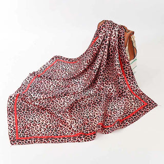 Foulard Sciarpa Donna Casual Elegante Quadrata Effetto Seta Rosso