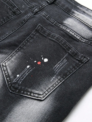 Jeans Corto Strappato Uomo Bermuda Cotone Streetwear Denim Traspirante