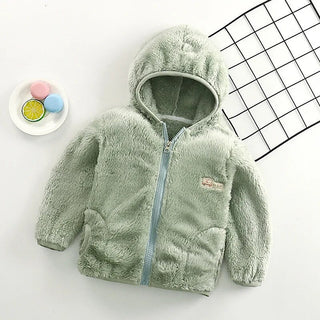 Abbigliamento Bambina Bambino Giacca Teddy Coat Cerniera Cappuccio Monocolore Autunno Inverno - DA NOTARE
