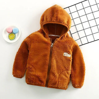 Abbigliamento Bambina Bambino Giacca Teddy Coat Cerniera Cappuccio Monocolore Autunno Inverno - DA NOTARE