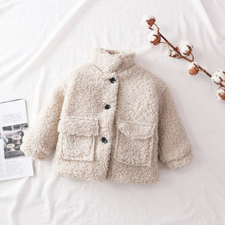Abbigliamento Bambina Capospalla Giacca Teddy Coat Bottoni Monocolore Manica Lunga Autunno Inverno - DA NOTARE