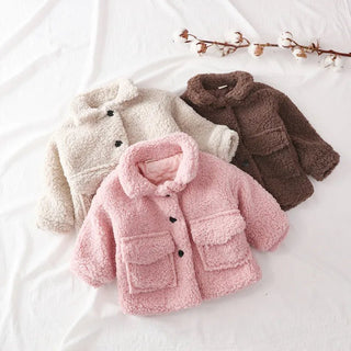 Abbigliamento Bambina Capospalla Giacca Teddy Coat Bottoni Monocolore Manica Lunga Autunno Inverno - DA NOTARE