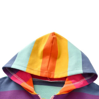 Abbigliamento Bambina Felpa Multicolore Cappuccio Cerniera Righe Manica Lunga Scollo V Autunno Inverno - DA NOTARE