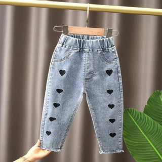 Abbigliamento Bambina Pantalone Skinny Jeans Denim Elastico Tasche Stampa Casual Comodo - DA NOTARE