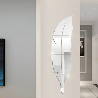 Adesivo Murali Specchio 3D Piuma Acrilico Decorazione Casa Accessori Sospesi - DA NOTARE