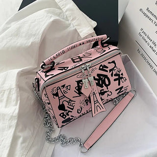 Borsa Pelle Donna Design Tracolla Catena Graffiti Mini Bag - DA NOTARE