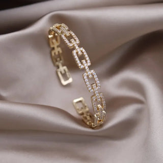 Bracciale Gioiello Donna Elegante Modellante Regolabile Zirconi Colore Oro - DA NOTARE