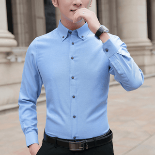 Camicia Oxford Uomo Manica Lunga Vestibilità Slim Fit Aderente - DA NOTARE