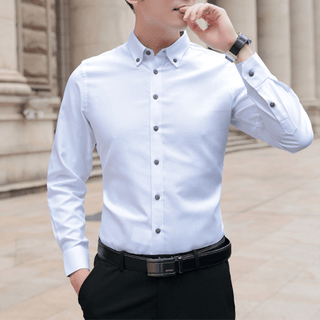 Camicia Oxford Uomo Manica Lunga Vestibilità Slim Fit Aderente - DA NOTARE