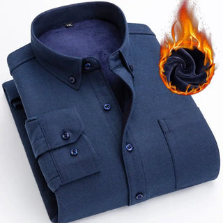 Camicia Termica Uomo Tinta Unita Monopetto Taschino Autunno Inverno Caldo Casual Elegante - DA NOTARE