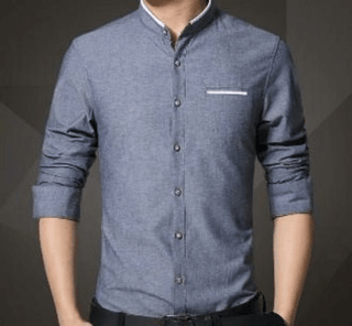Camicia Uomo Colletto Coreano Cotone Aderente Moderno - DA NOTARE