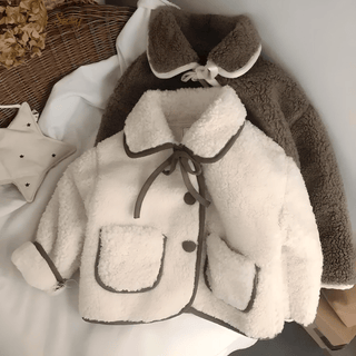 Cappotto Capospalla Bambina Baby Pile Caldo Autunno Inverno Fiocco Tasche Bottoni Casual - DA NOTARE
