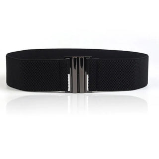 Cintura Elastica Donna Larga Semplice Fibbia Cinturino Nero Accessorio Decorazione vestito - DA NOTARE