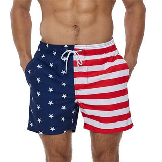 Costume Uomo Moda Mare Pantaloncino Coulisse Elastico Bandiera Americana Stelle Tasche Spiaggia Mare - DA NOTARE