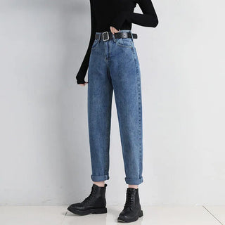 Jeans Donna Denim Pantalone Dritto Tasche Passanti Casual Vintage Moda Femminile - DA NOTARE