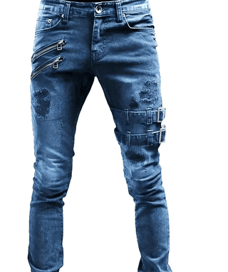 Jeans Streetwear Skinny Denim Uomo Aderente Casual Moda Tasche Bottoni Cerniere - DA NOTARE