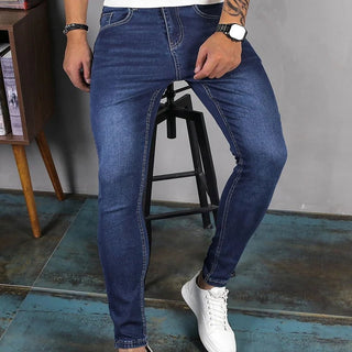 Jeans Uomo Skinny Slim Monocolore Tasche Aderente Pantalone Elastico Abbigliamento Casual - DA NOTARE
