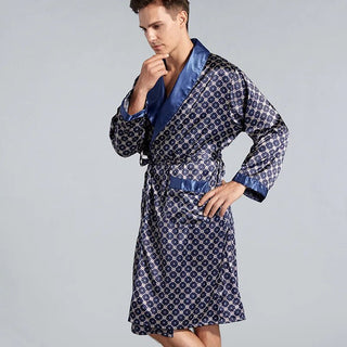 Kimono Uomo Effetto Raso Intimo Notte Maniche Lunghe Oversize Cintura Vestaglia Maschile - DA NOTARE