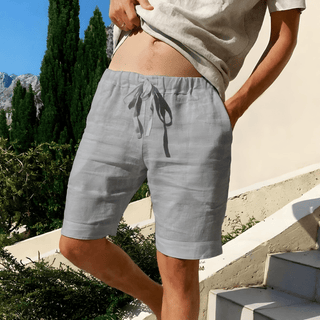 Pantaloncino Lino Cotone Uomo Laccio Tasche Design Casual Moda - DA NOTARE