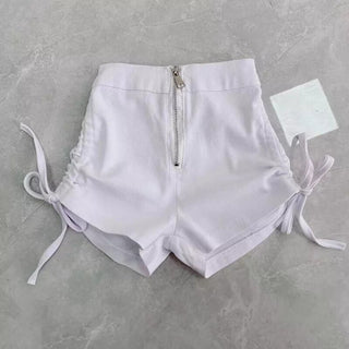 Pantaloncino Shorts Bimba Bianco Nero Laccio Regolabile Cerniera Cotone Molla Elastica - DA NOTARE