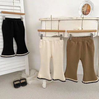 Pantalone Bambina Coste Tinta Unita Elastico Zampa Autunno Inverno Abbigliamento Bimba - DA NOTARE