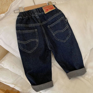 Pantalone Bambino Jeans Denim Lavaggio Scuro Elastico Bottone Tasche Casual Comodo - DA NOTARE