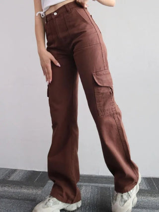Pantalone Cargo Donna Oversize Tinta Unita Elastico Tasche Casual - DA NOTARE