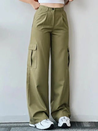Pantalone Cargo Donna Oversize Tinta Unita Elastico Tasche Casual - DA NOTARE