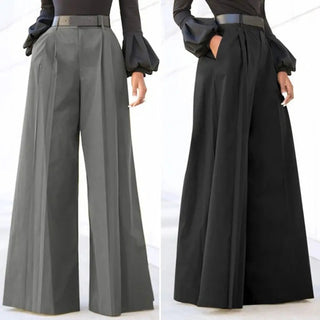 Pantalone Donna Vita Alta Monocolore Tasche Comodo Elastico Casual Elegante - DA NOTARE