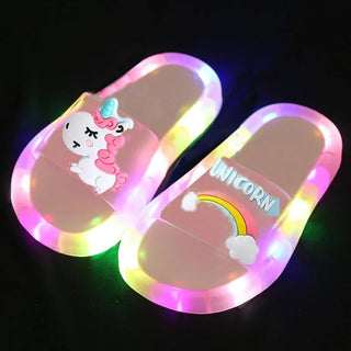 Pantofola Bambino Bambina Unisex Scarpe Fascia Illuminazione Led Sticker Multicolore Casa Relax - DA NOTARE