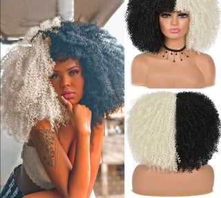 Parrucca Riccia Afro Crespa Capelli Corti Sintetiche Senza Colla Hair Style - DA NOTARE