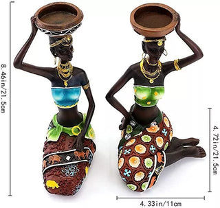 Portacandele Donne Africane Decorazioni Casa Ornamenti Vintage - DA NOTARE