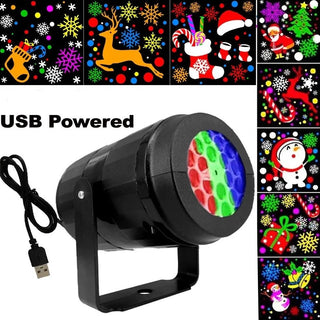 Proiettore Feste Natalizie Lampadine LED 16 Immagini USB Decorazioni Interni Casa - DA NOTARE