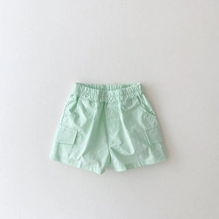 Shorts Abbigliamento Bambini Pantaloncino Bimbo Bimba Cotone Monocolore Elastico Tasche - DA NOTARE