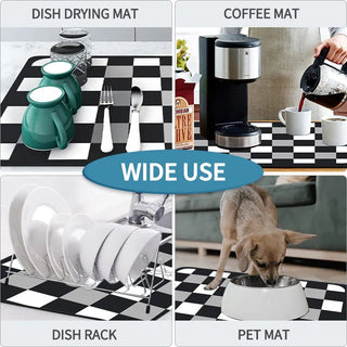 Mat Leather Rubber Flat Drying Doormat Dish Drainer Super Absorbent Kitchen Tableware Placemat