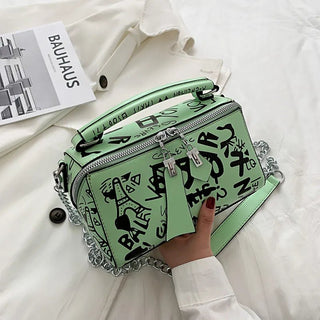 Borsa Pelle Donna Design Tracolla Catena Graffiti Mini Bag - DA NOTARE